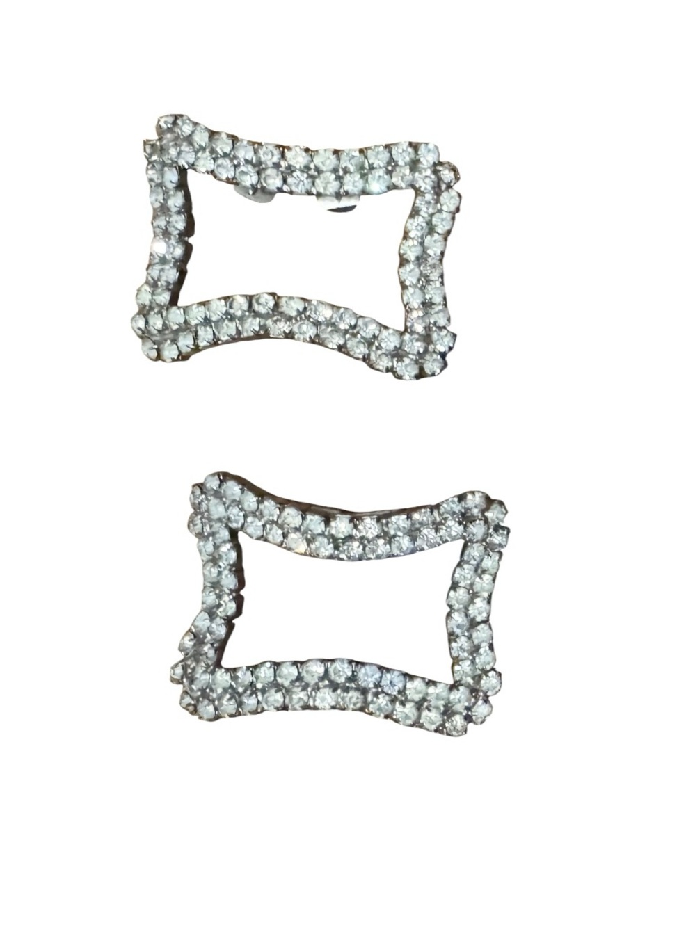 Vintage MUSI Crystal Rectangular Open-Frame Shoe Clips